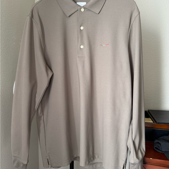 Greg Norman Collection Taupe Long Sleeve Polo - Picture 1 of 4